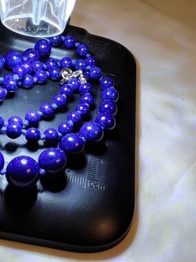 Unk Deep Blue Beaded Necklace with Silver Clasp